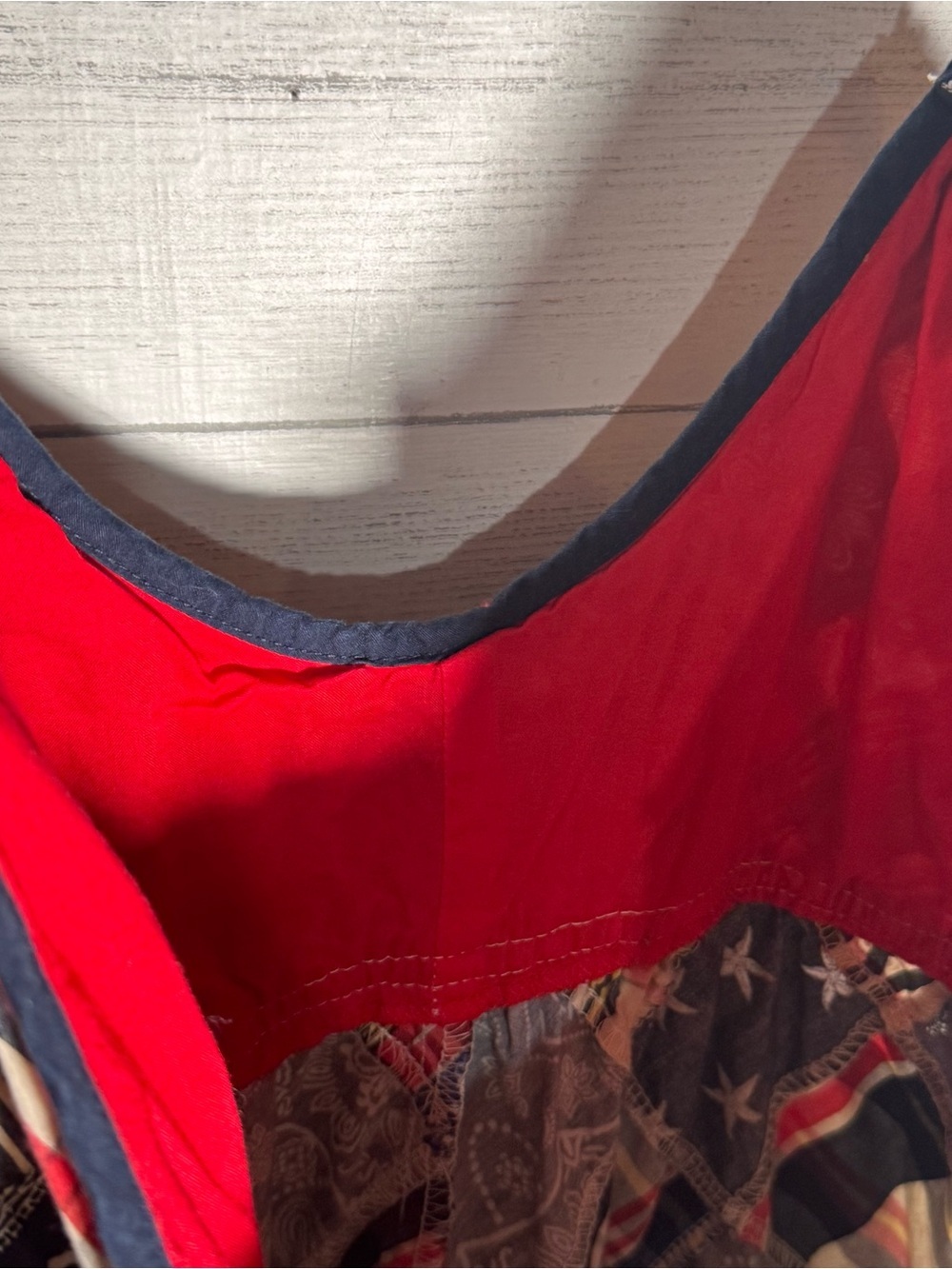 Childrens Place Patchwork Sundress Red White Blue Plaid Stars 4th Of July Sz 10 - Picture 6 of 6